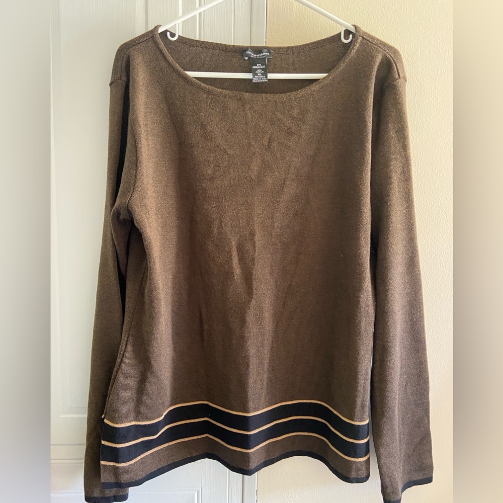 Merino Wool long sleeve sweater shirt Made in Italy XL brown